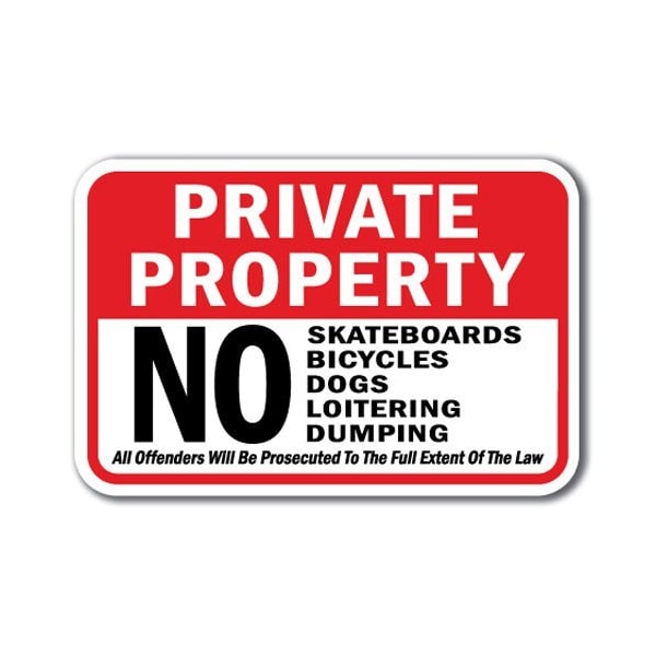 Safety Sign, 12 in Height, Aluminum, No Loitering - Private